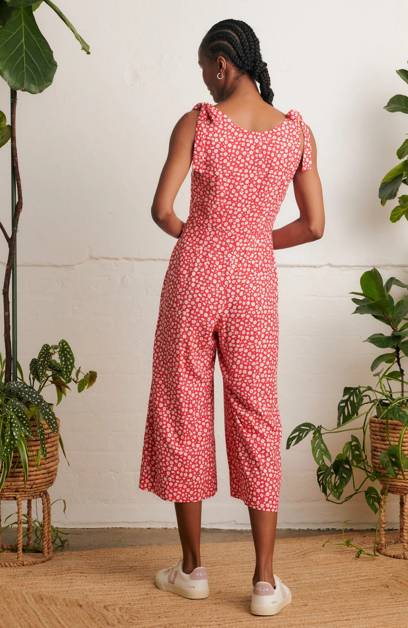 Anna Red Ditsy Daisy Jumpsuit