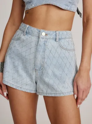 Aris Rhinestone Denim Shorts