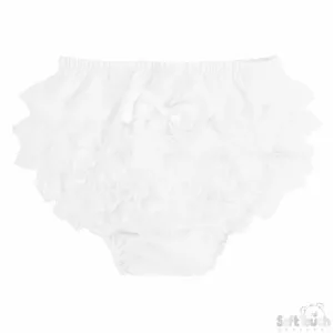 Baby Girls White Spotted Frilly Pants