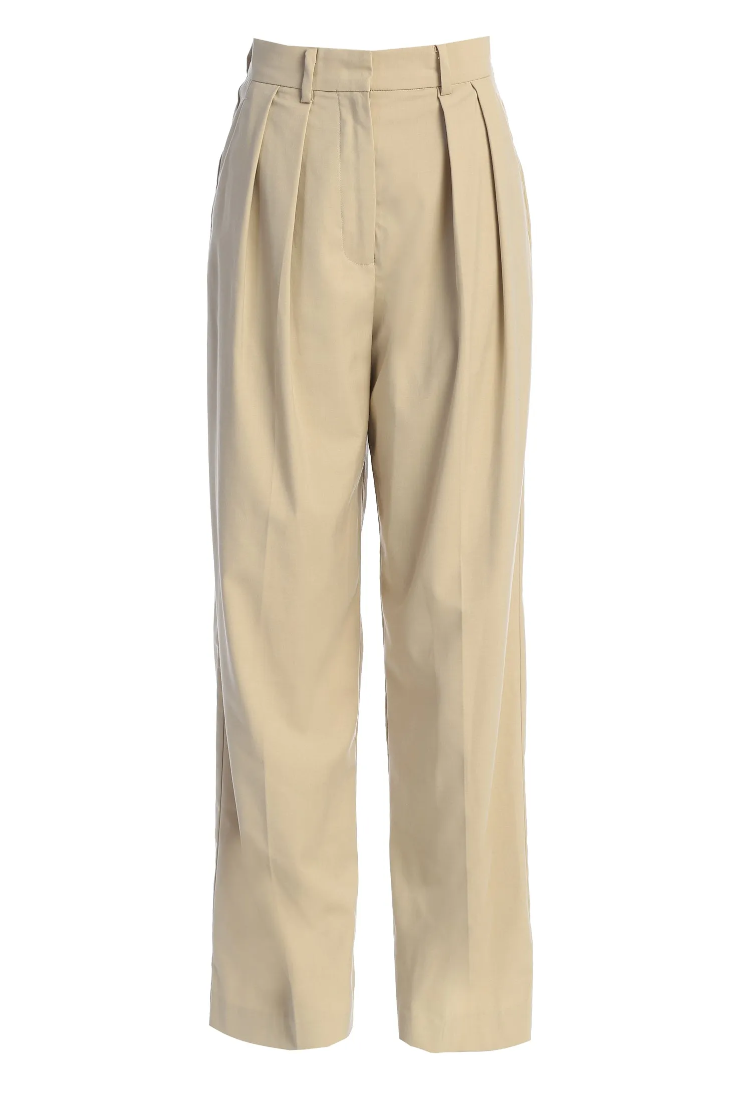 Beige Power Hour High Waist Trousers