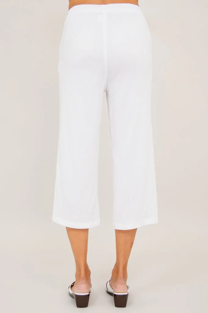 Bella Capri Pant, White, Linen Bamboo