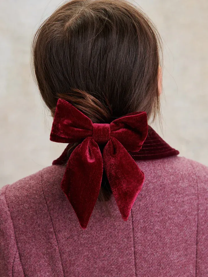 big velvet burgundy bow clip