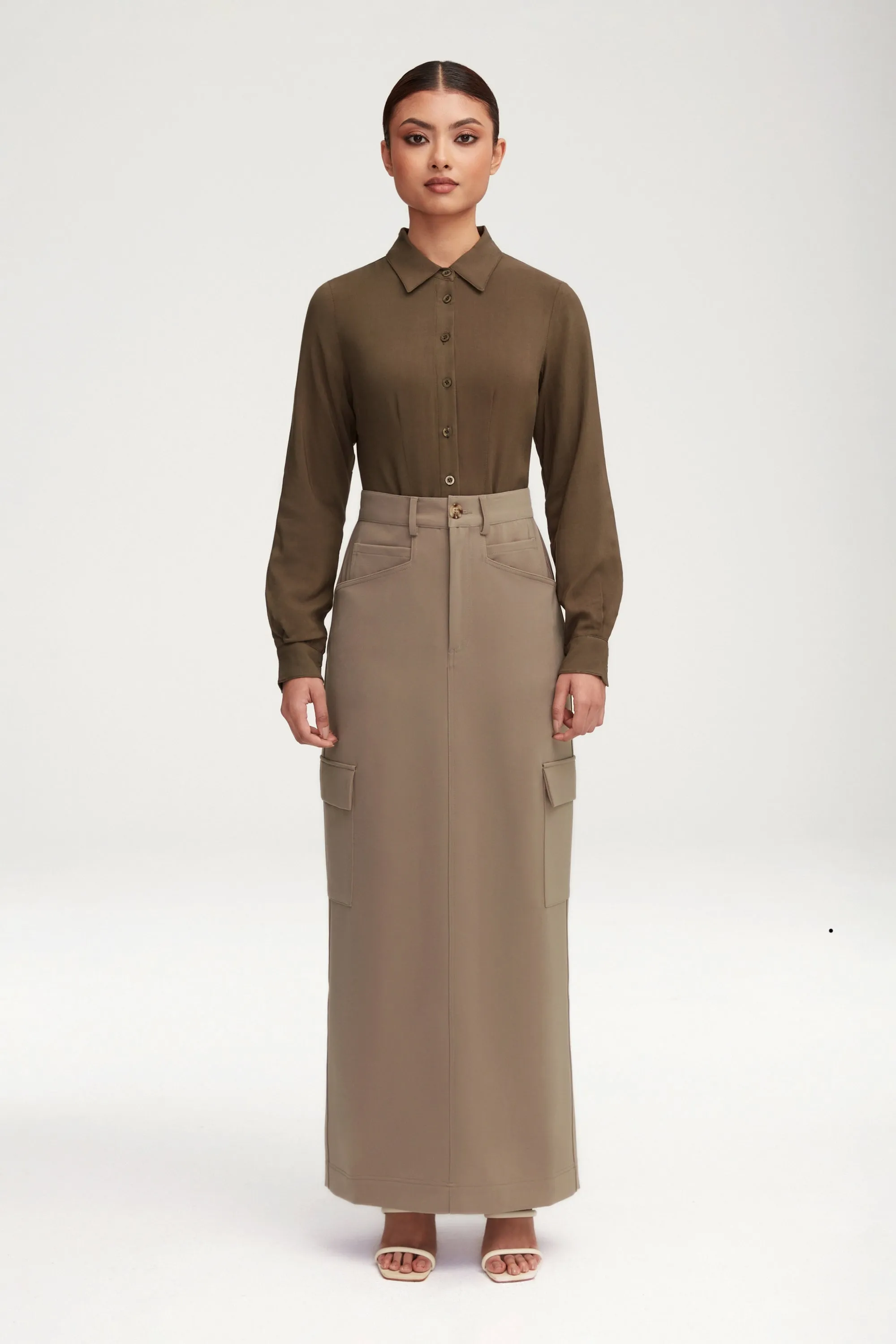 Blake Utility Maxi Skirt - Taupe