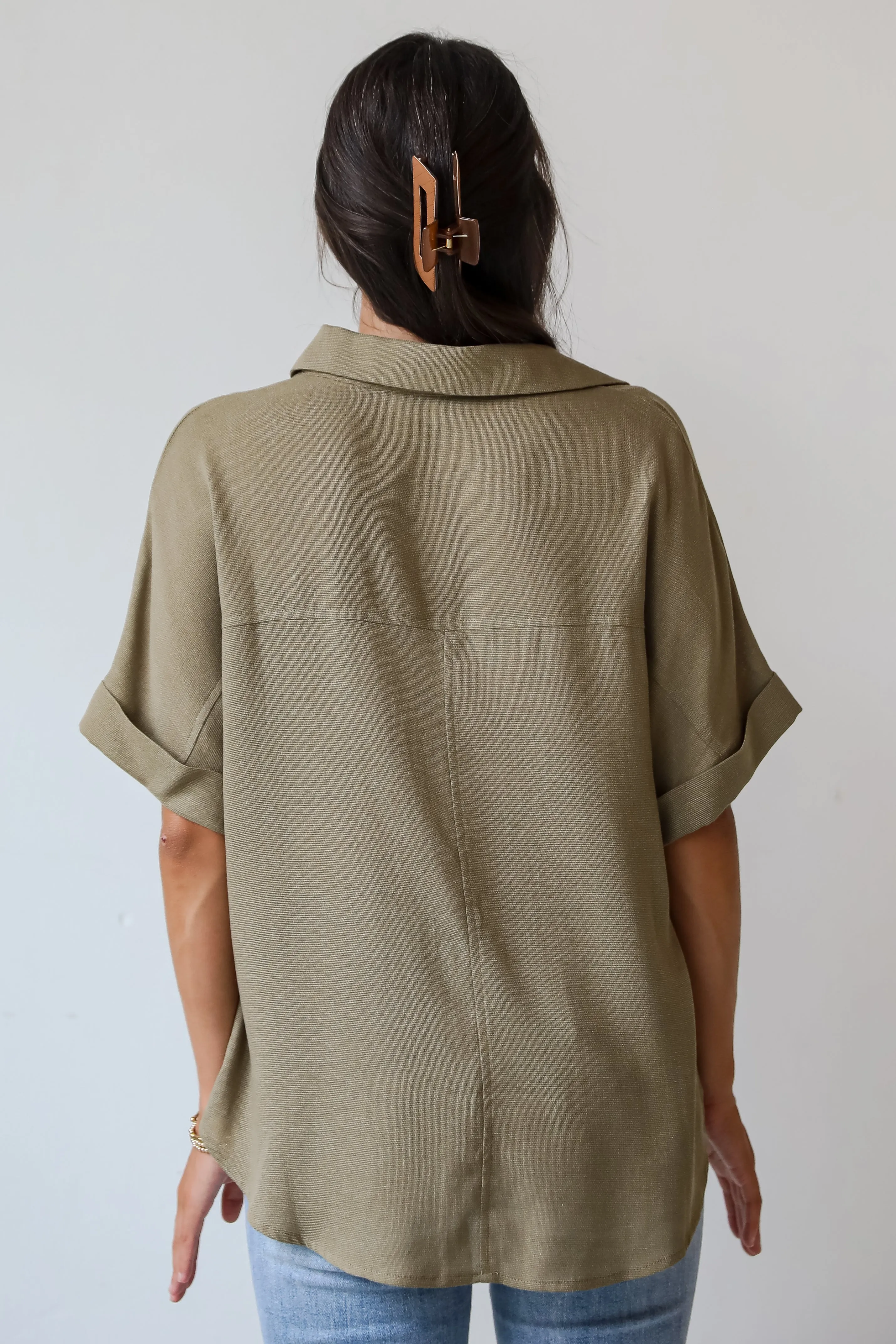 Breezy Fascination Olive Blouse - DU DEAL