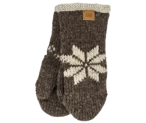 Brown Wool Mittens, 100% Wool outside with Fleece Lining inside