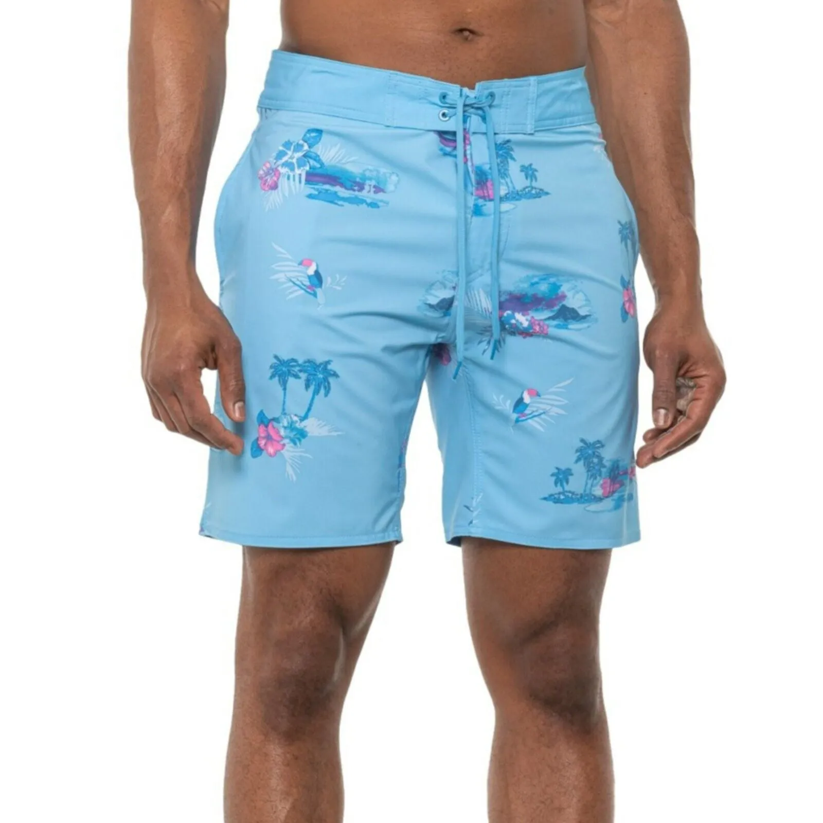 Burnside Men's Parrots Print Beach Trunks Swim Bottom Board Shorts