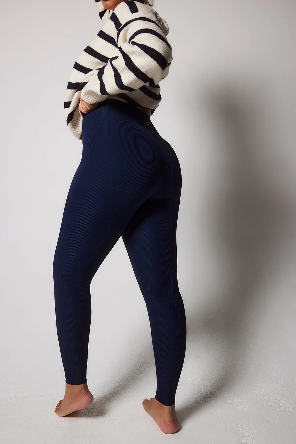 Curve Ribbed Leggings - Navy