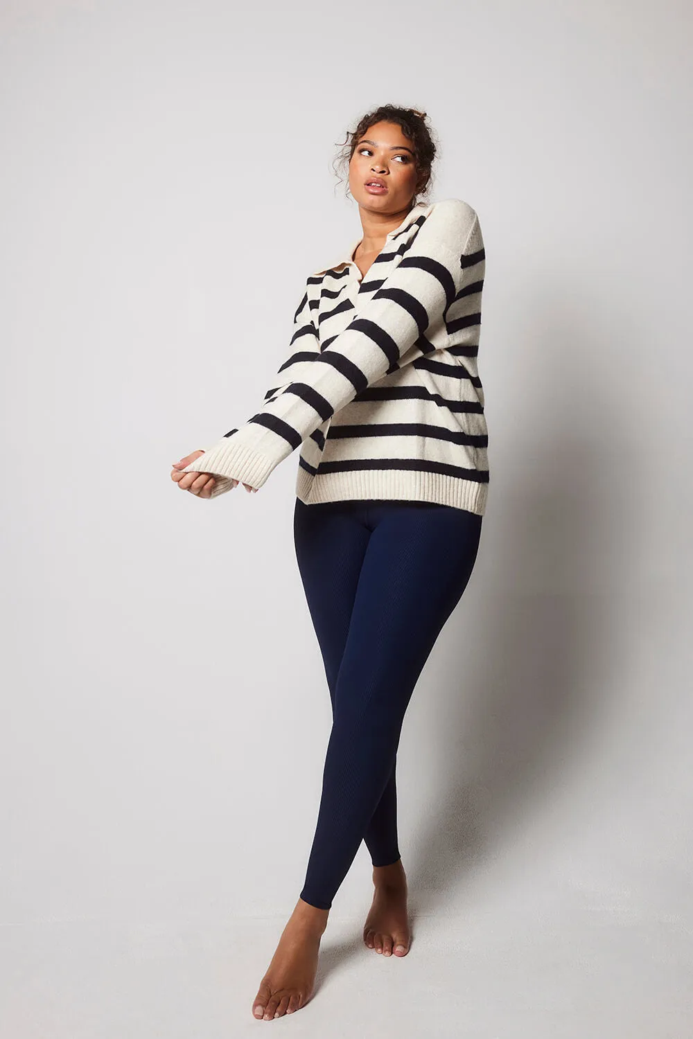 Curve Ribbed Leggings - Navy