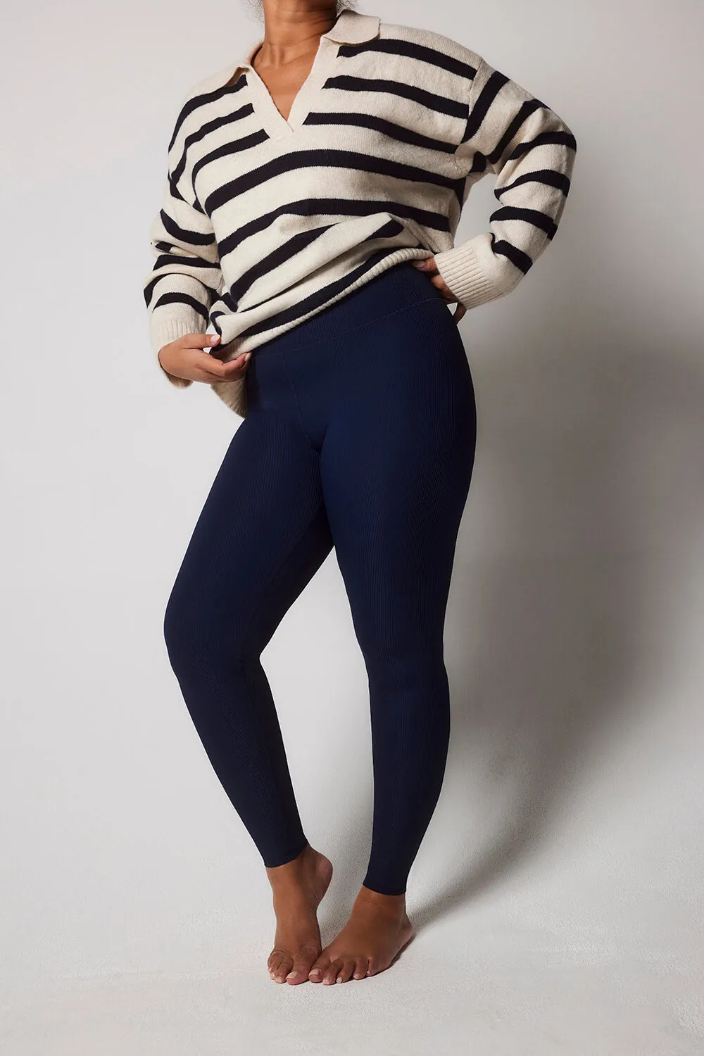 Curve Ribbed Leggings - Navy