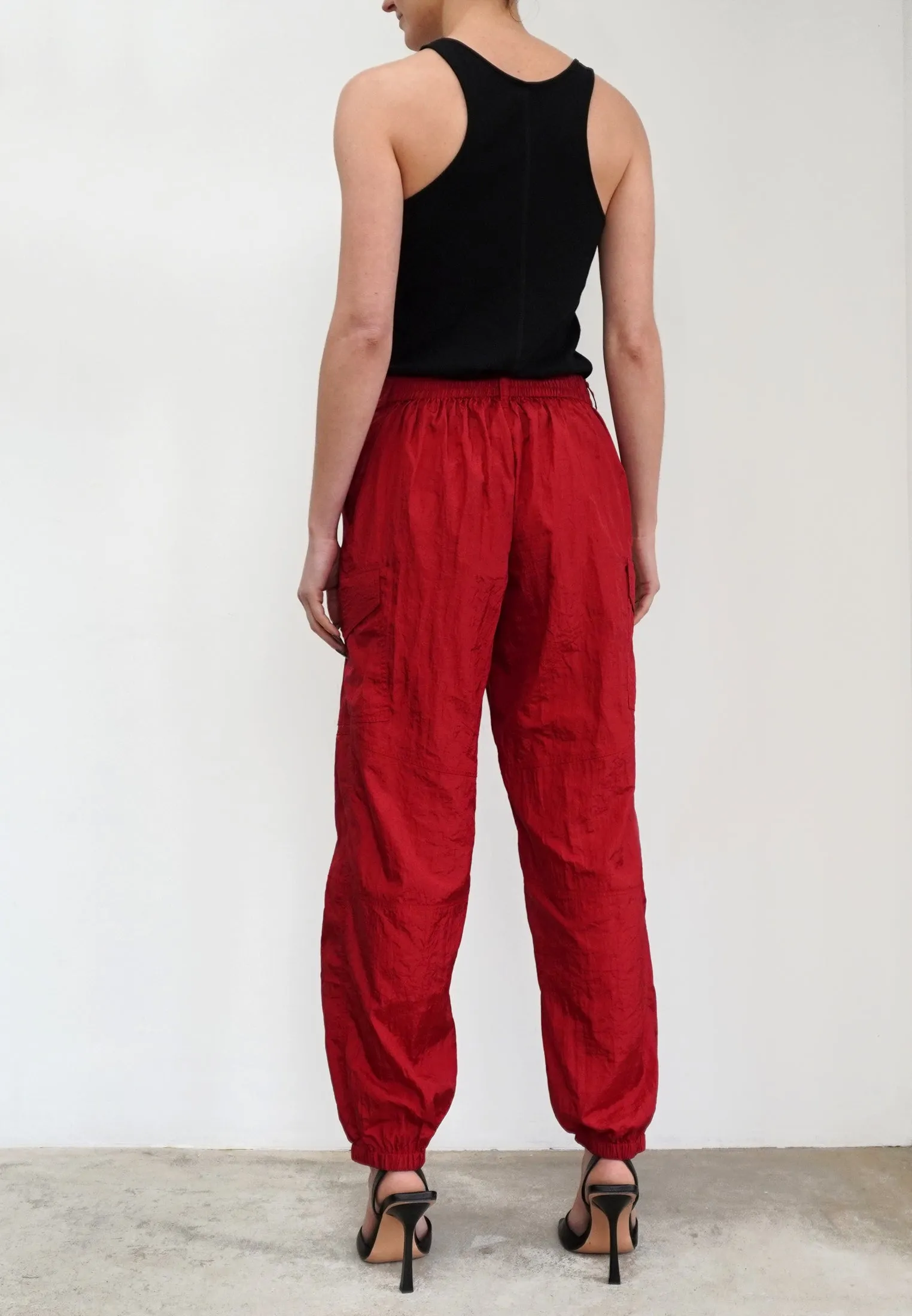 DISTANCE RED CARGO TROUSERS