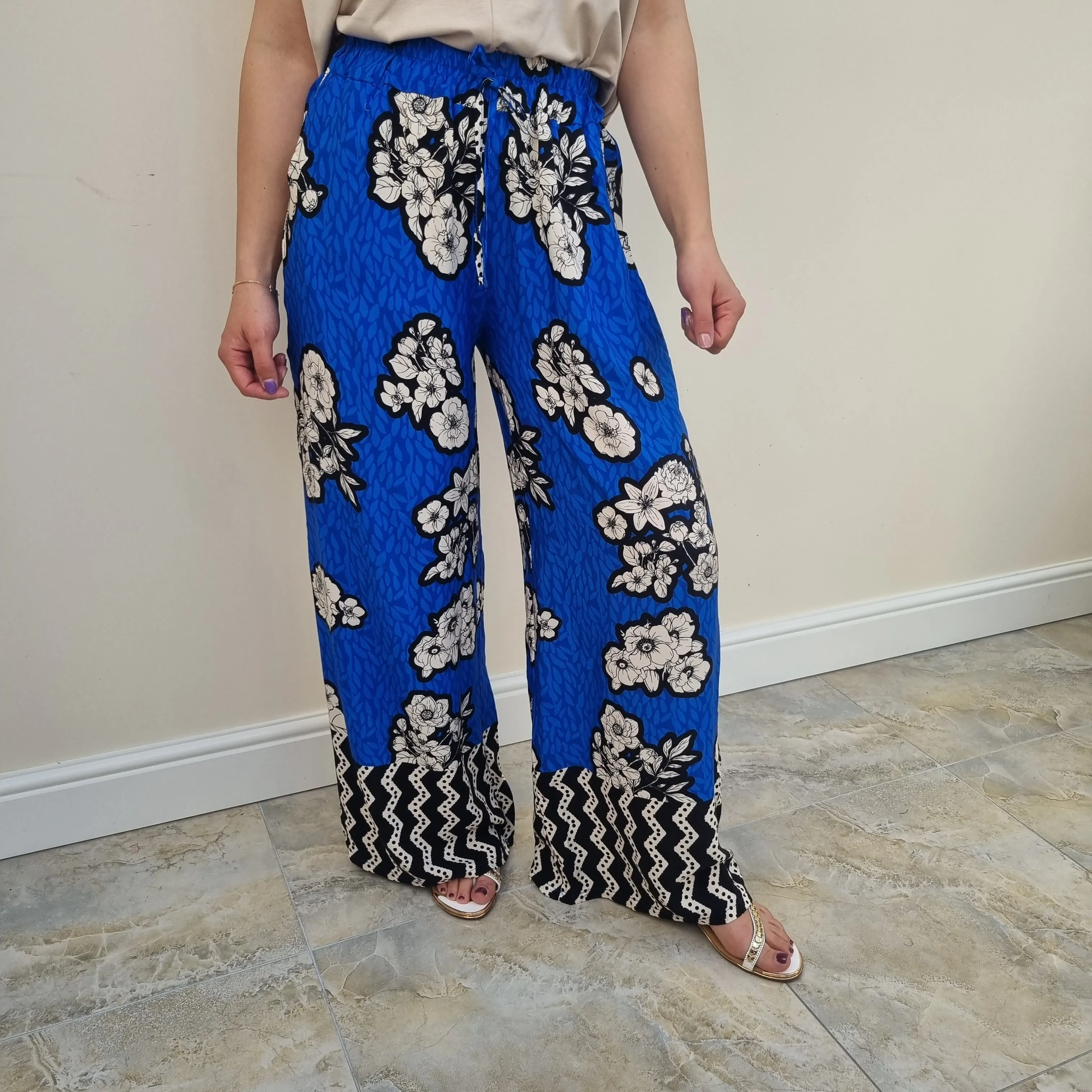 Dreams Floral zig zag print trousers