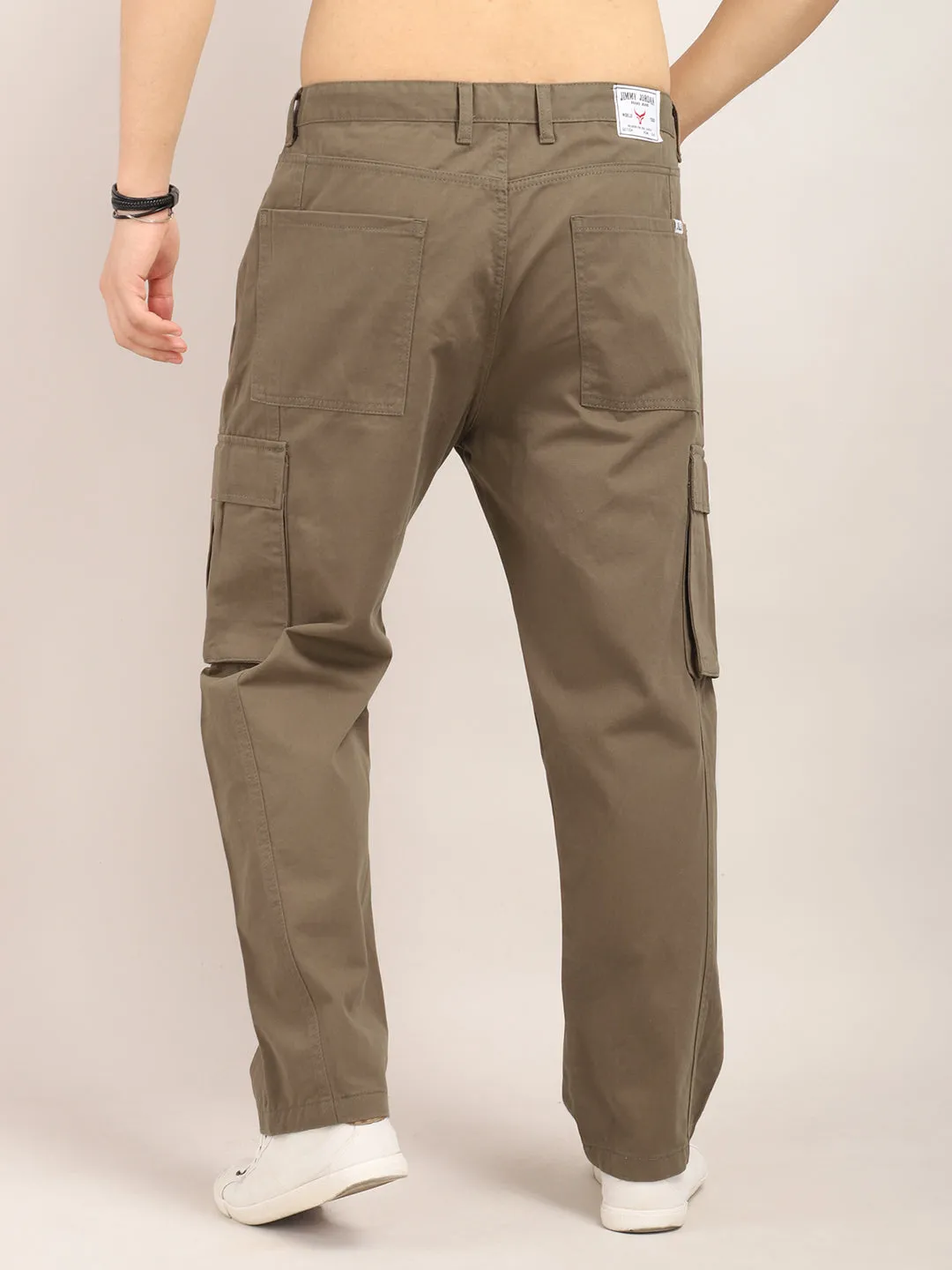 Drippy Brown Cotton Twill Plus Size Cargo