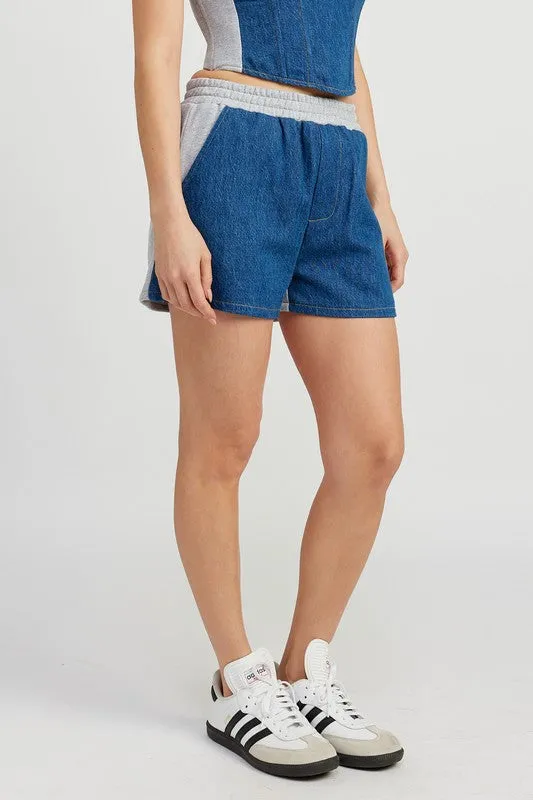 Emory Park MIXED MEDIA HIGH WAIST SHORTS