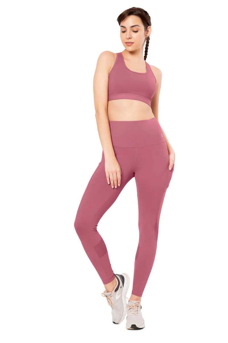 Flaunt Panelled High Rise Active Leggings - Heather Rose