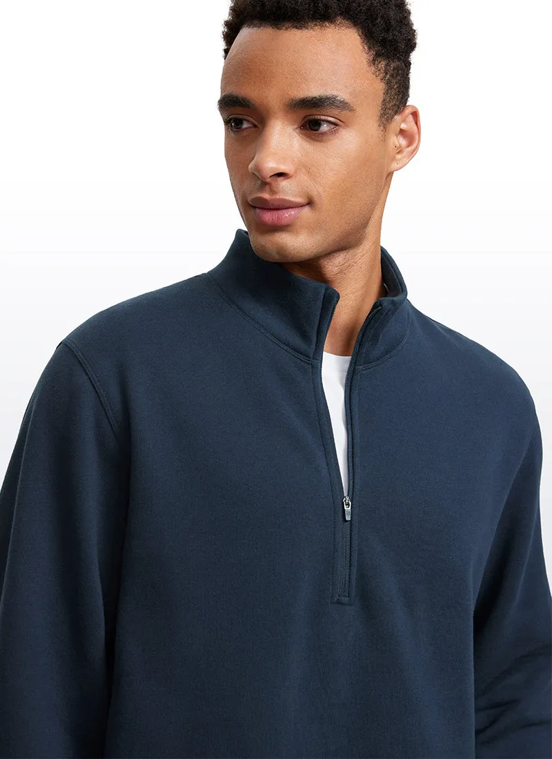 Fleece Lined Half Zip Sweatshirts Mock Neck