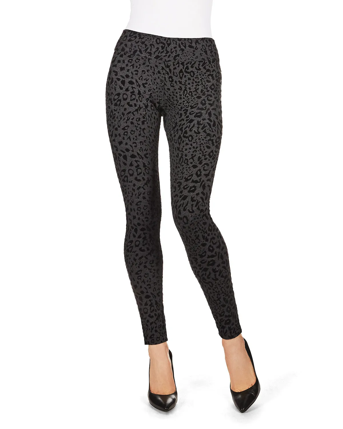 Flocked Monochrome Cheetah Leggings