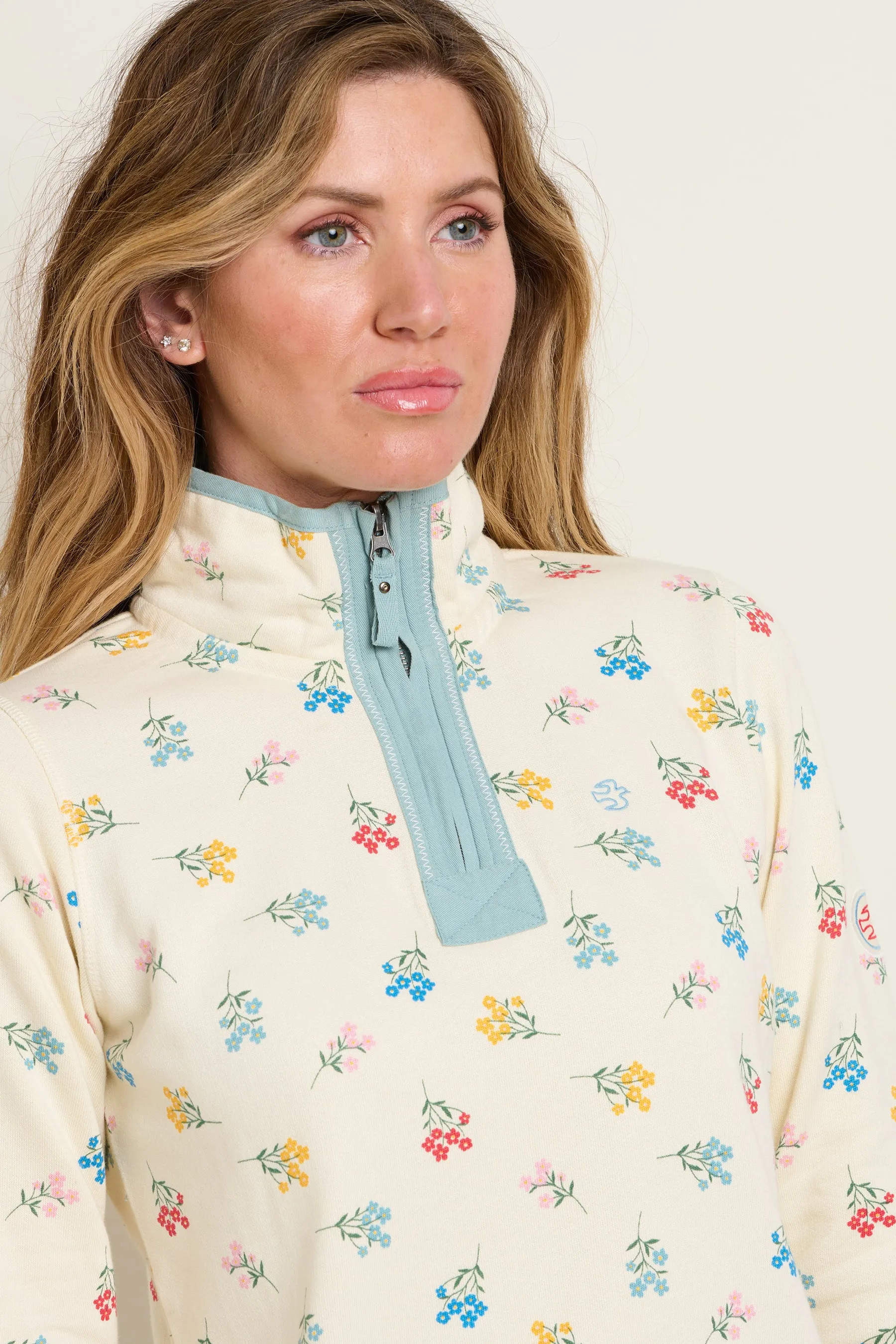 Floral Quarter Zip Sweat