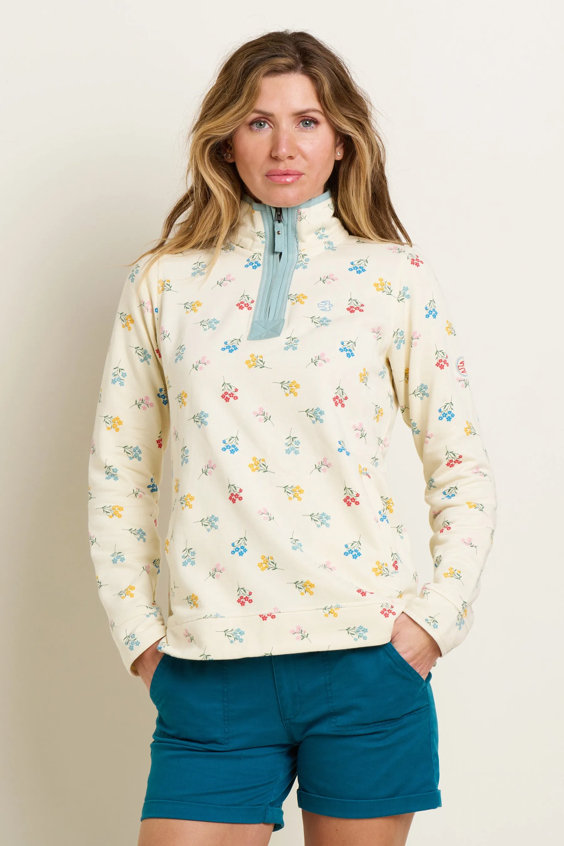 Floral Quarter Zip Sweat