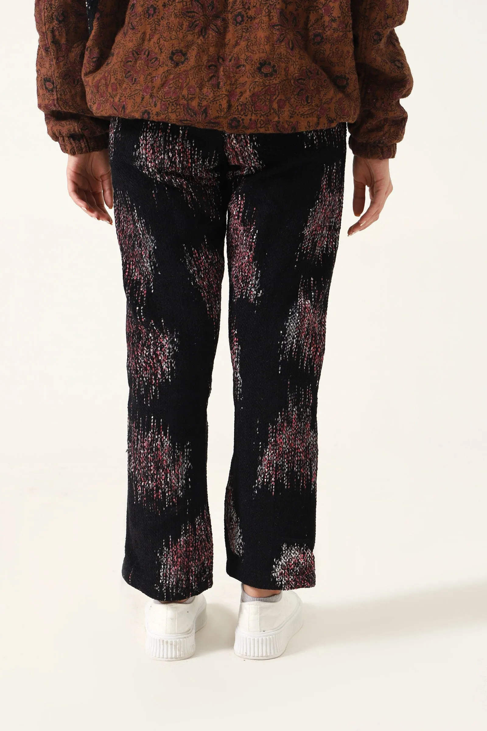 FLORAL WARP PRINT PANTS