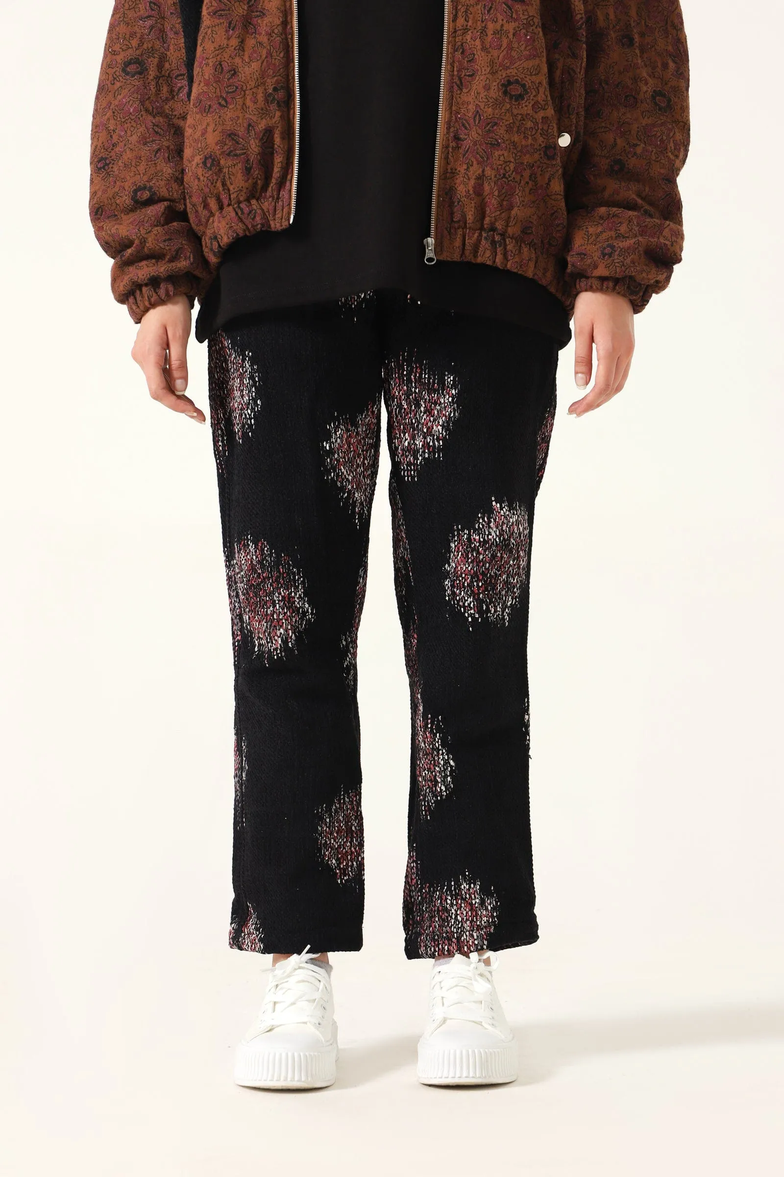 FLORAL WARP PRINT PANTS