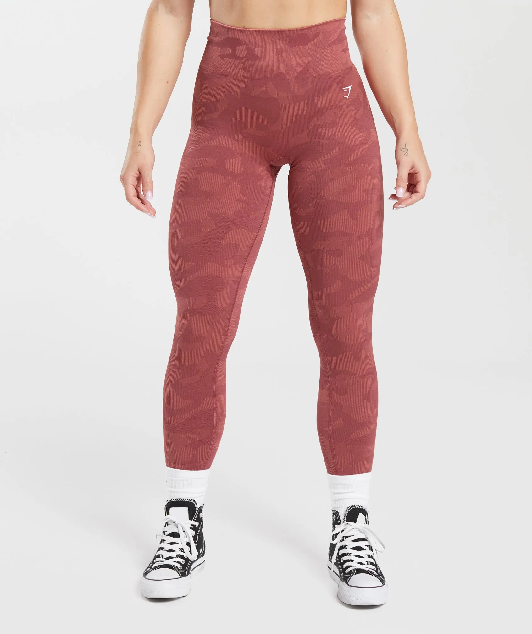 Gymshark Adapt Camo Seamless Ribbed Leggings - Soft Berry/Sunbaked Pink