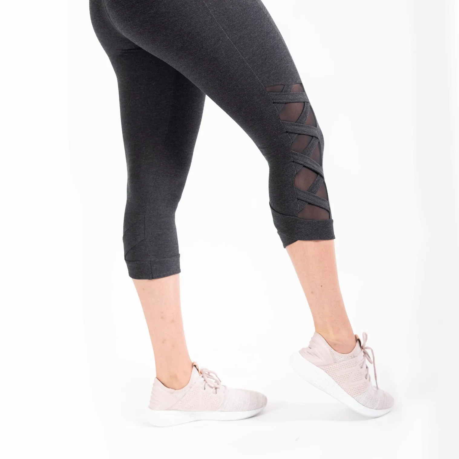 Heather Black High Waist Weave Leggings