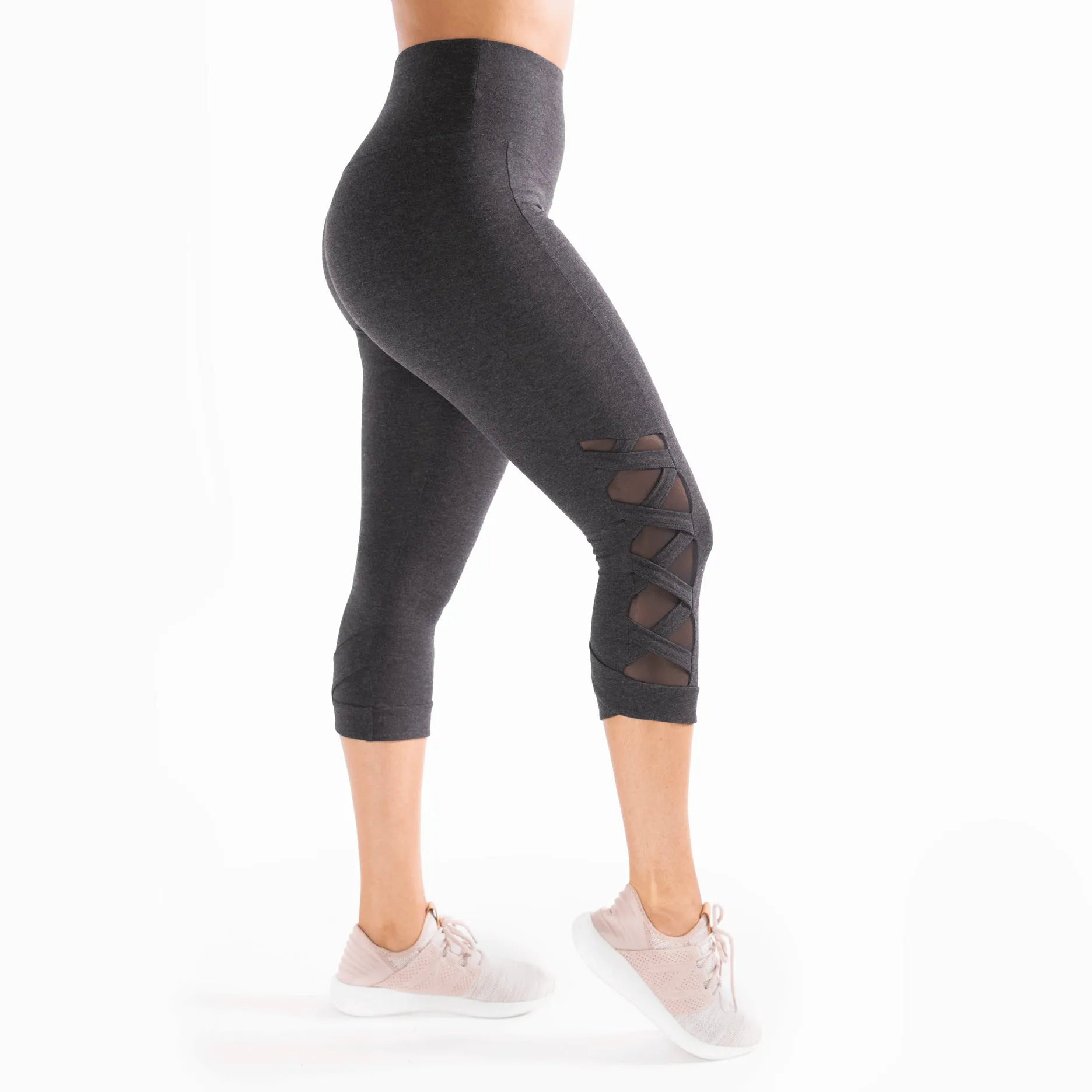 Heather Black High Waist Weave Leggings