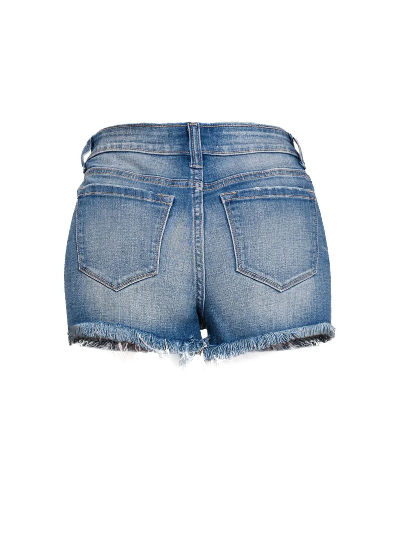 Hi Curvy Plus Size Women Mid Rise Raw Frayed Hem Denim Shorts