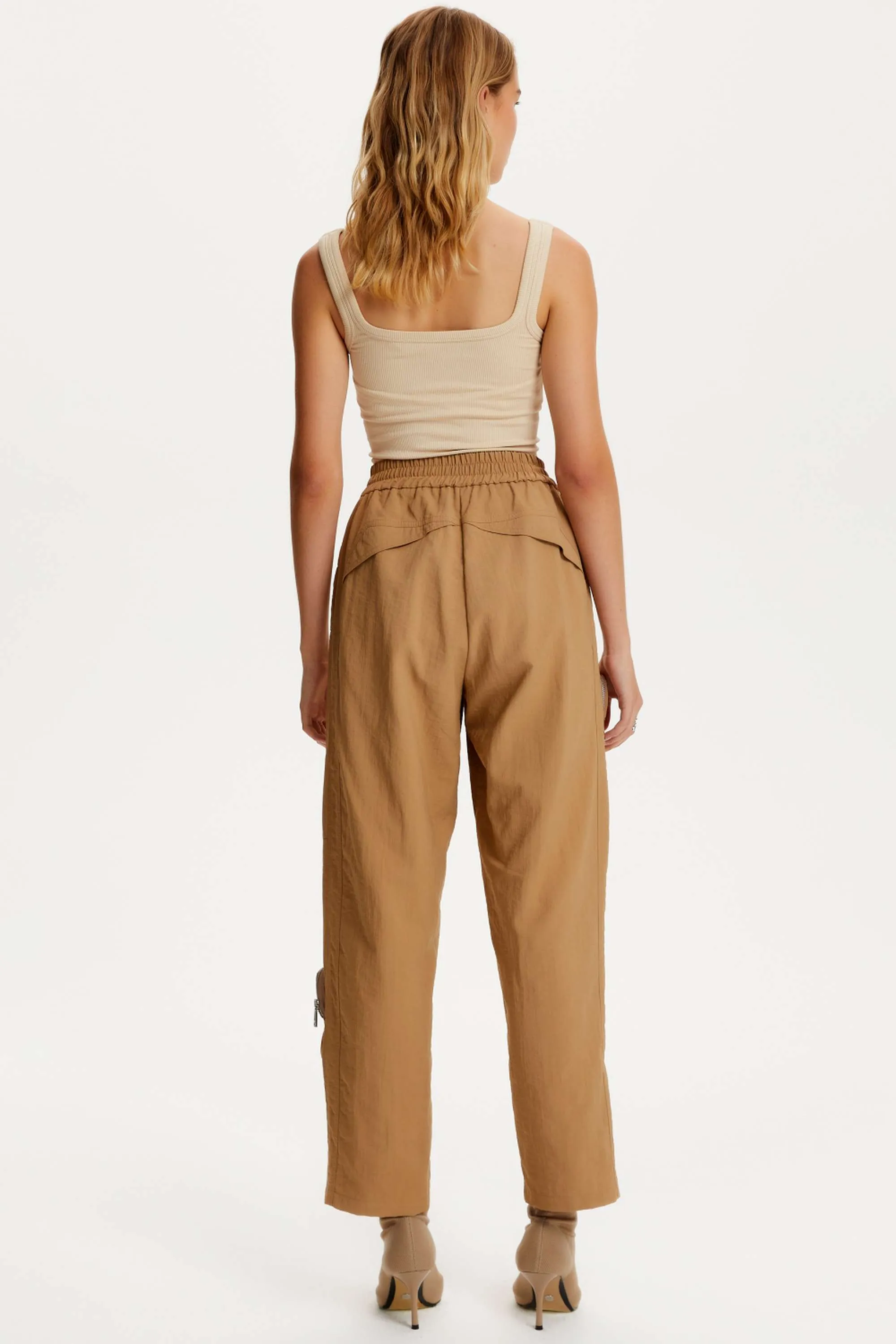 High Waist Boyfriend Pants With Cargo Pockets