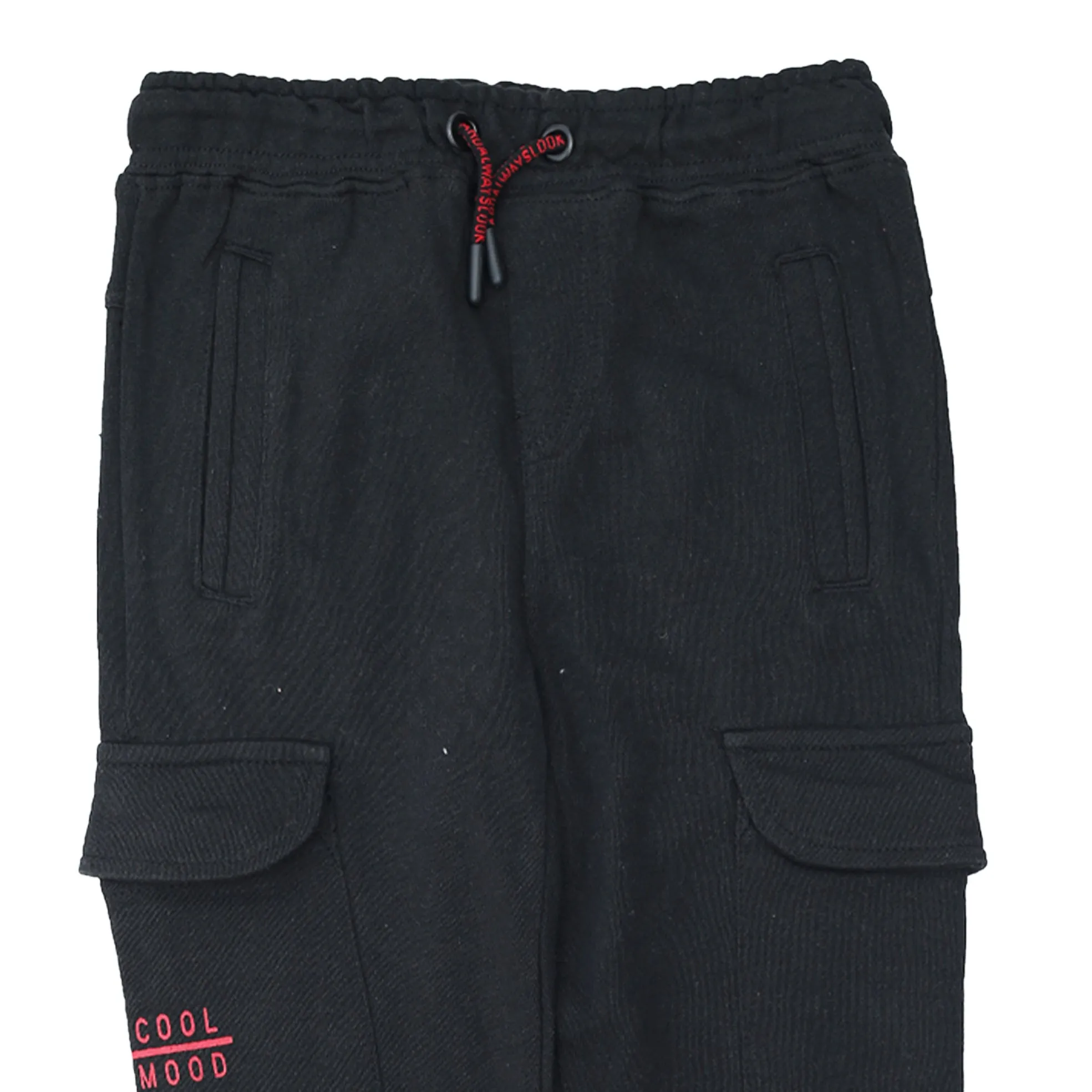 M.A.N.G.O - Kids 'Black' Cargo Pockets Terry Trousers MG1159