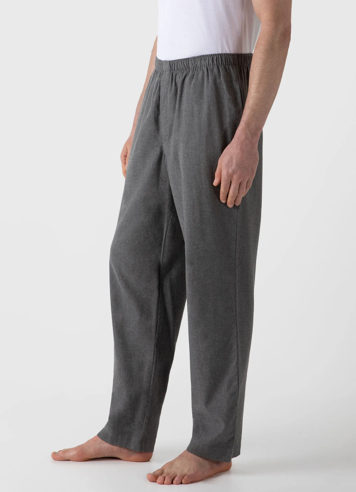 Men's Cotton Flannel Pyjama Trouser in Mid Grey Melange