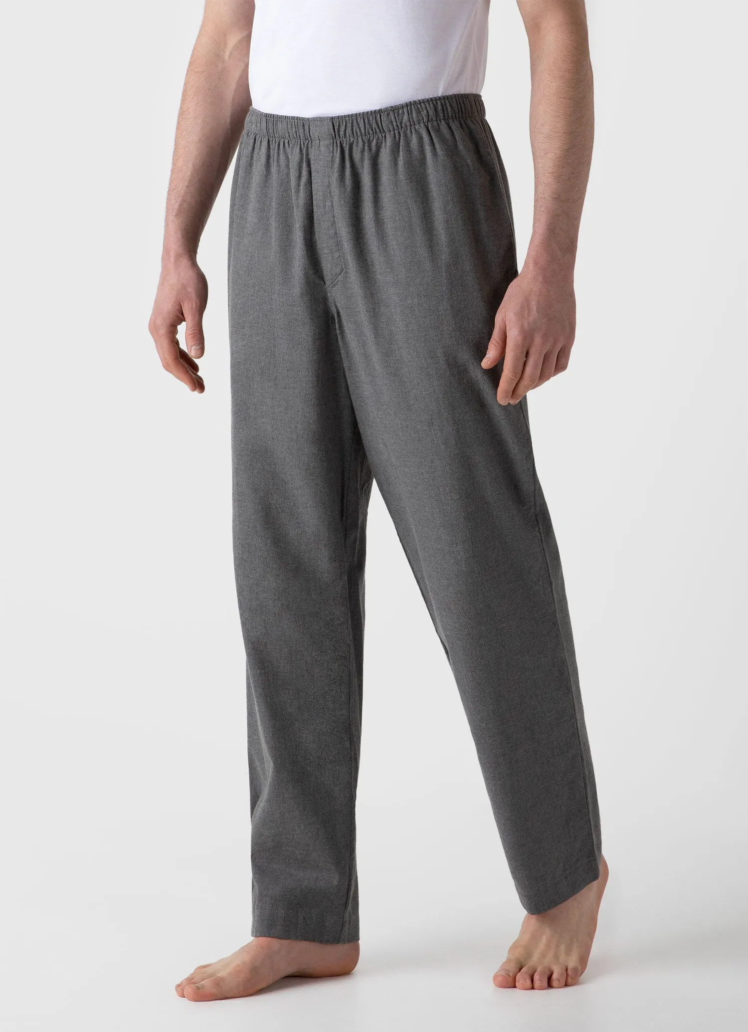 Men's Cotton Flannel Pyjama Trouser in Mid Grey Melange