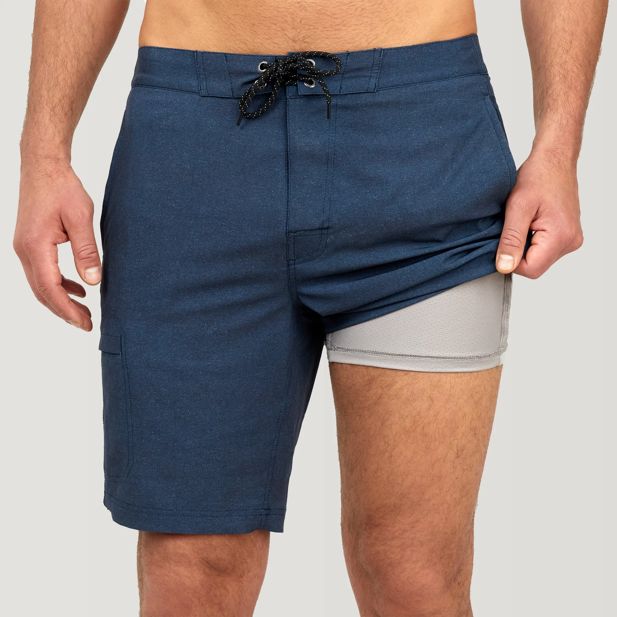 Men's Textured Solid Cargo Surf Swim Short