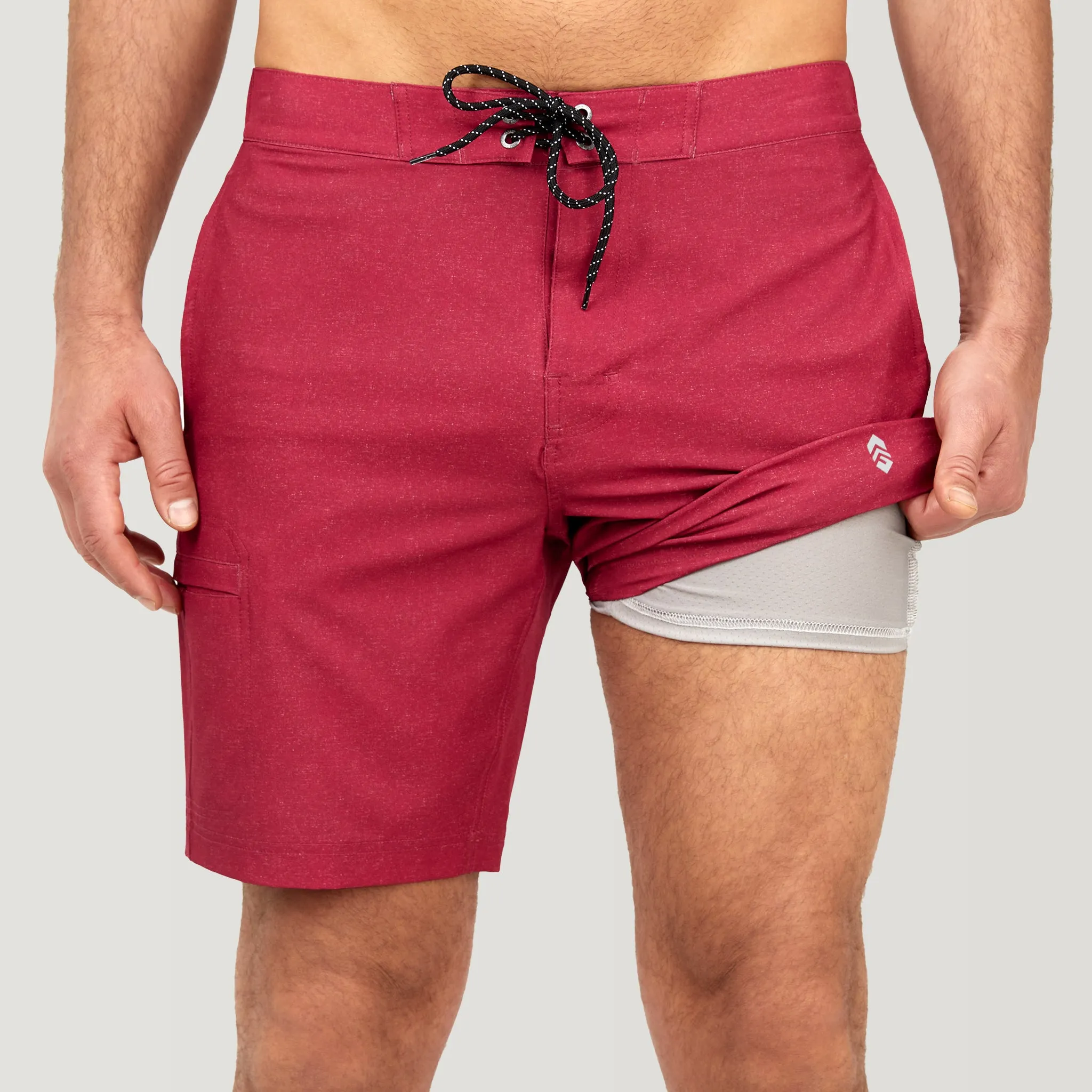 Men's Textured Solid Cargo Surf Swim Short