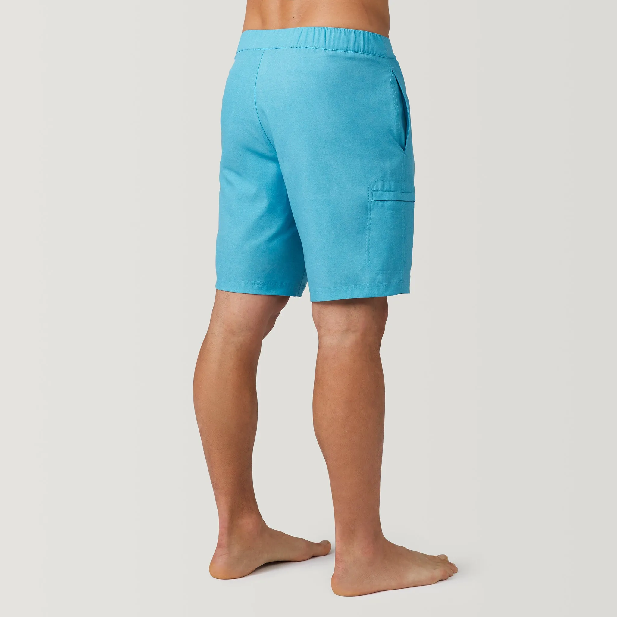 Men's Textured Solid Cargo Surf Swim Short