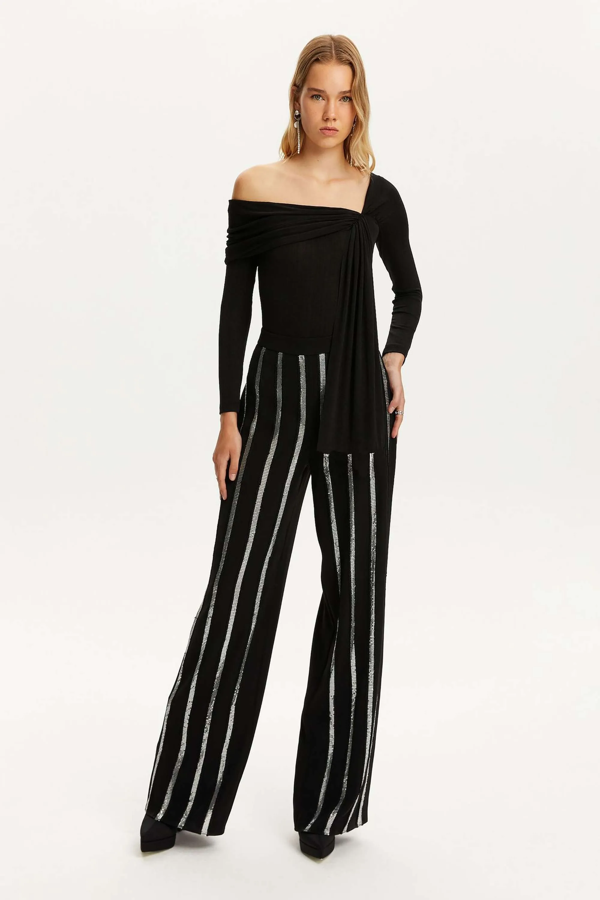 Metallic Striped Pants