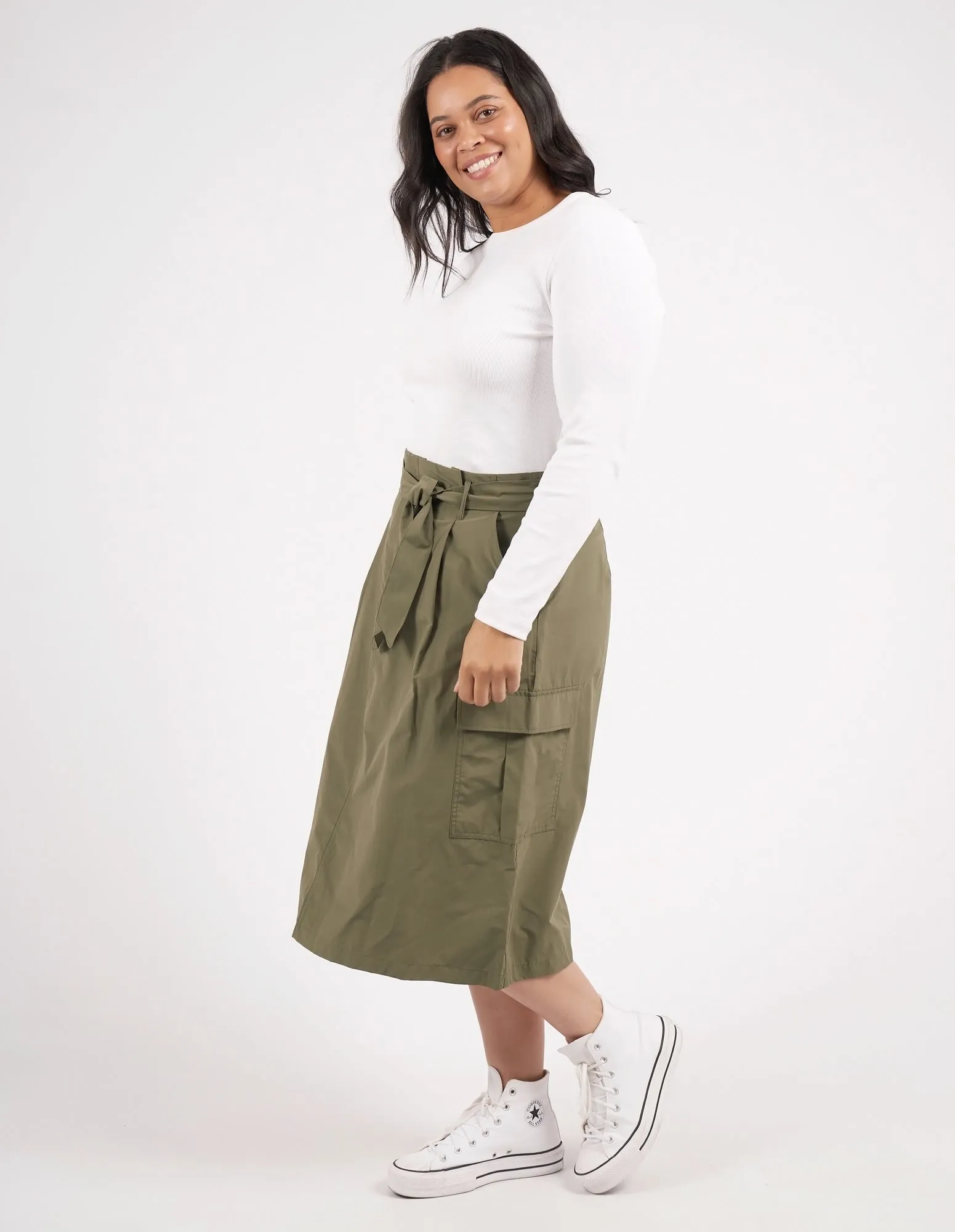 Moss Cargo Skirt Clover