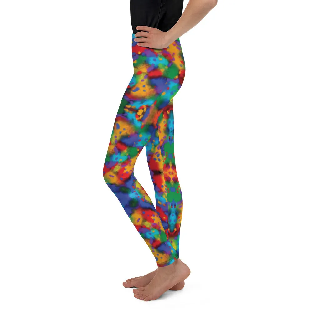 Painted Rainbow Kaleidoscope Youth Leggings,Girls and Boys Matching Family Outfits