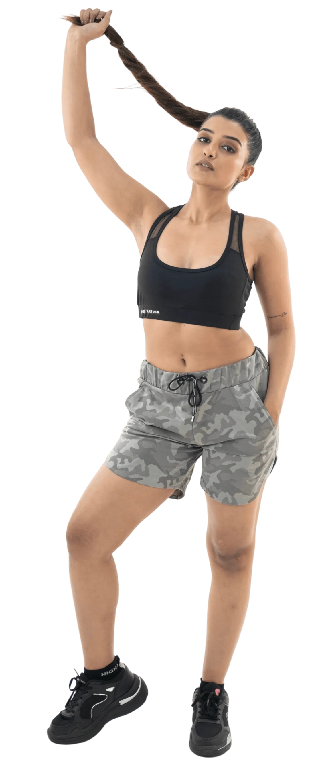 Performance Double Layer Shorts - Grey Camo Design