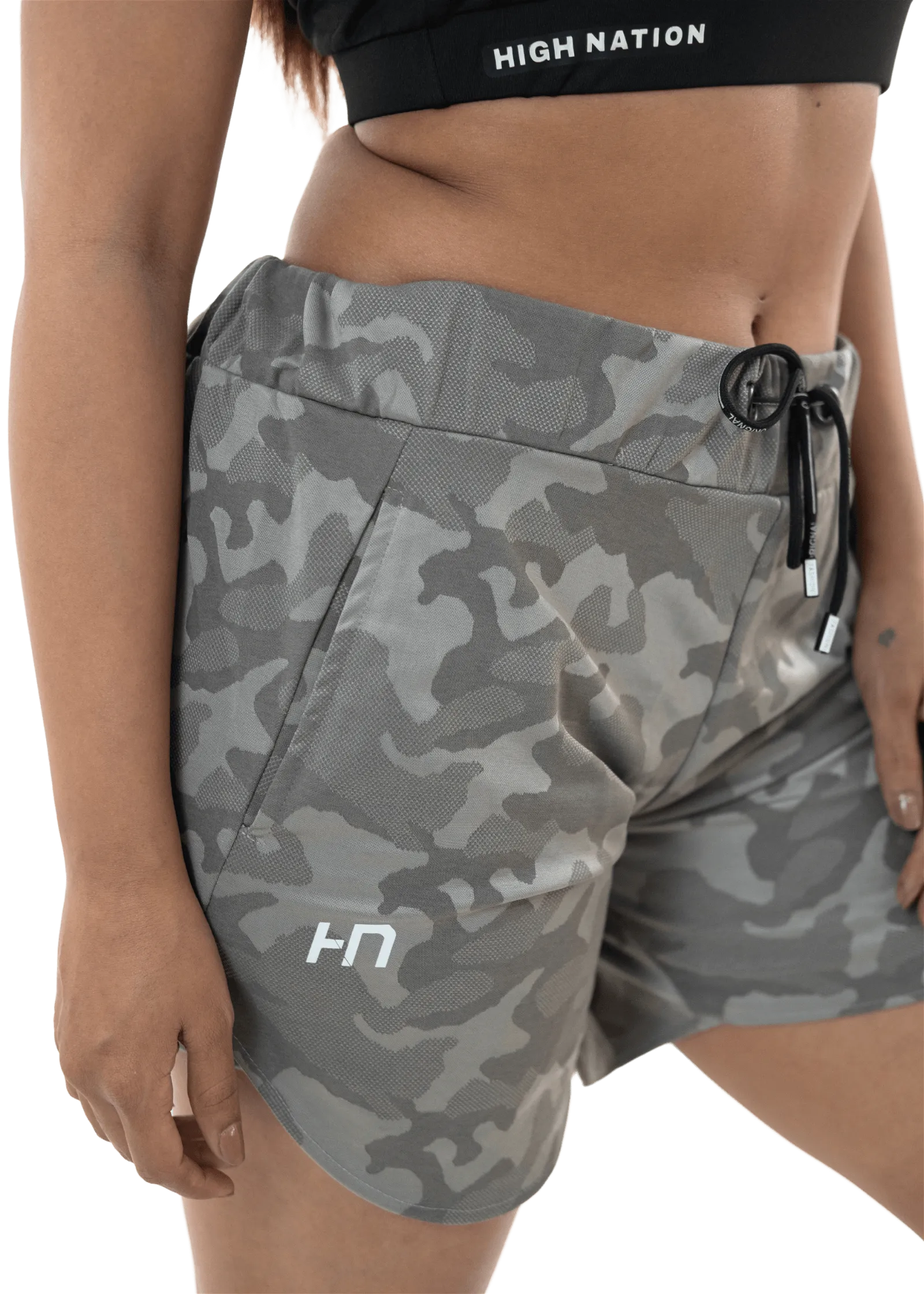 Performance Double Layer Shorts - Grey Camo Design