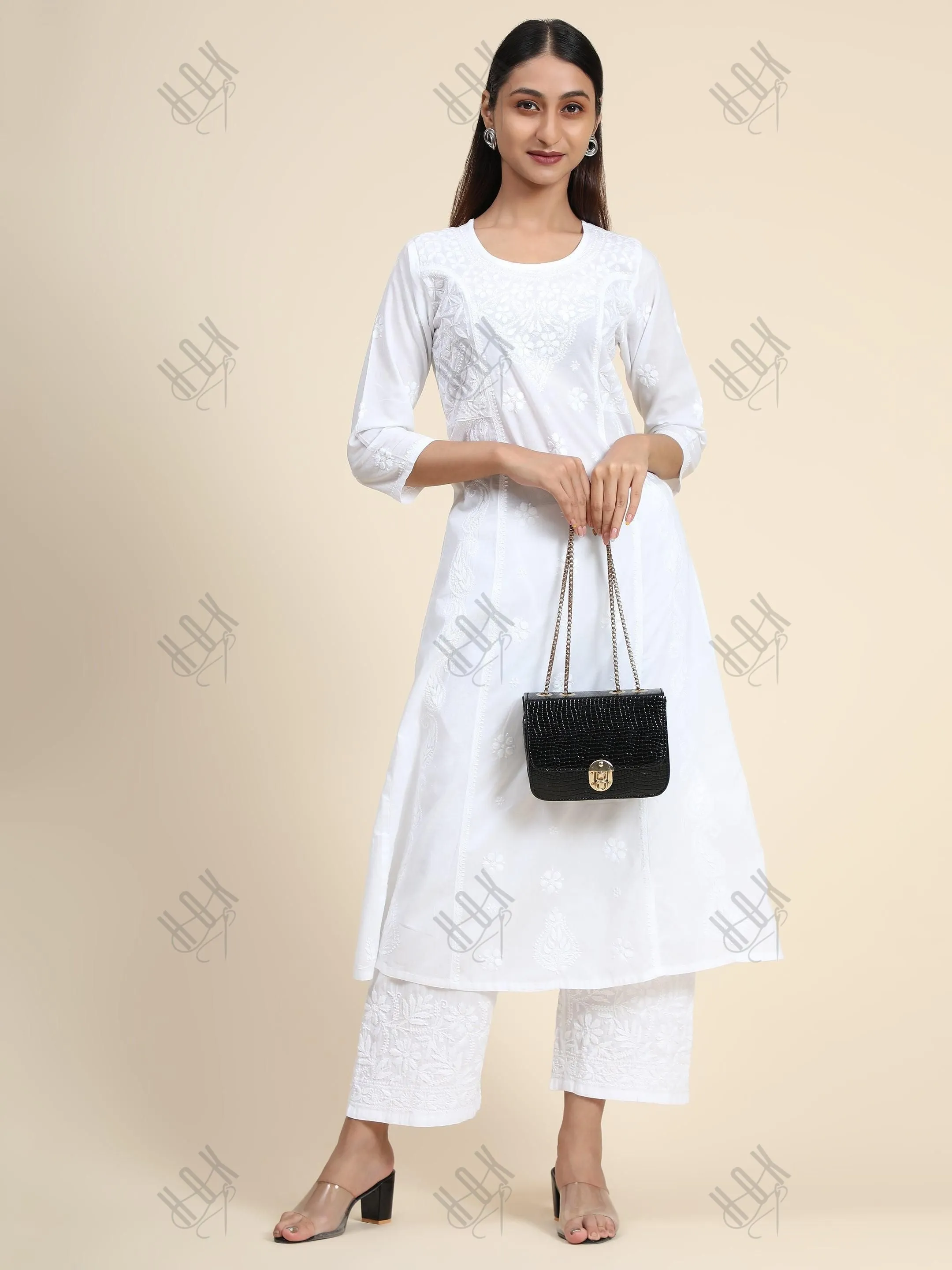 Pragnya in HOK Chikankari Stylish Kurti White