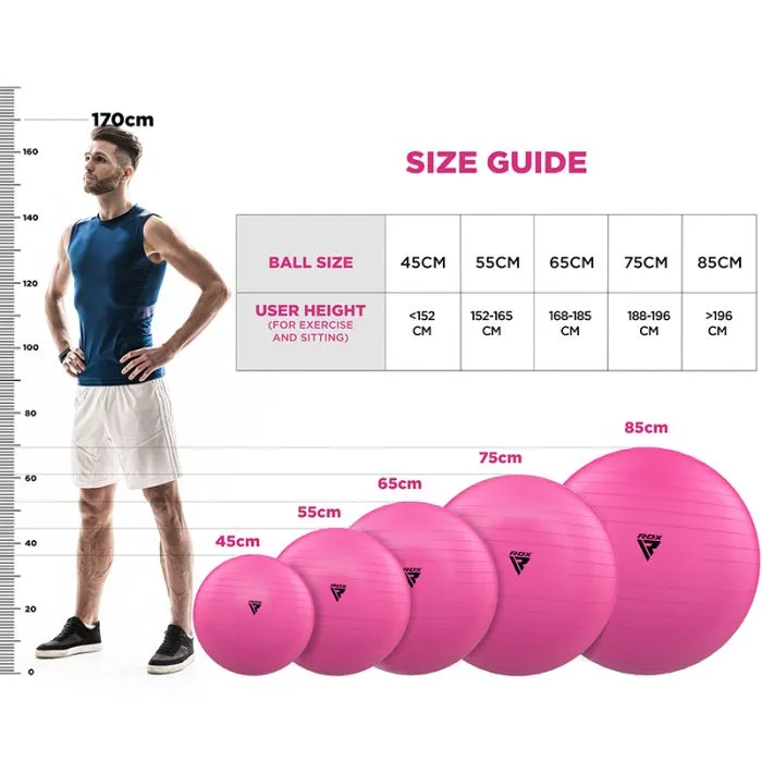 RDX B1 Inflatable Anti-Slip Yoga Ball with Portable Foot Air Pump