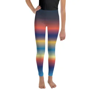 Reverse Rainbow Gradient Youth Leggings,Girls and Boys Matching Family Outfits