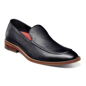 Stacy Adams Black PRENTICE Tumbled Leather Moc Toe Slip On