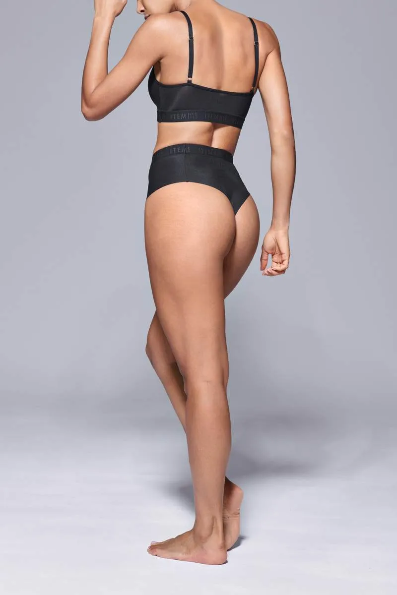 Supportive All Mesh Brazilian Briefs Black