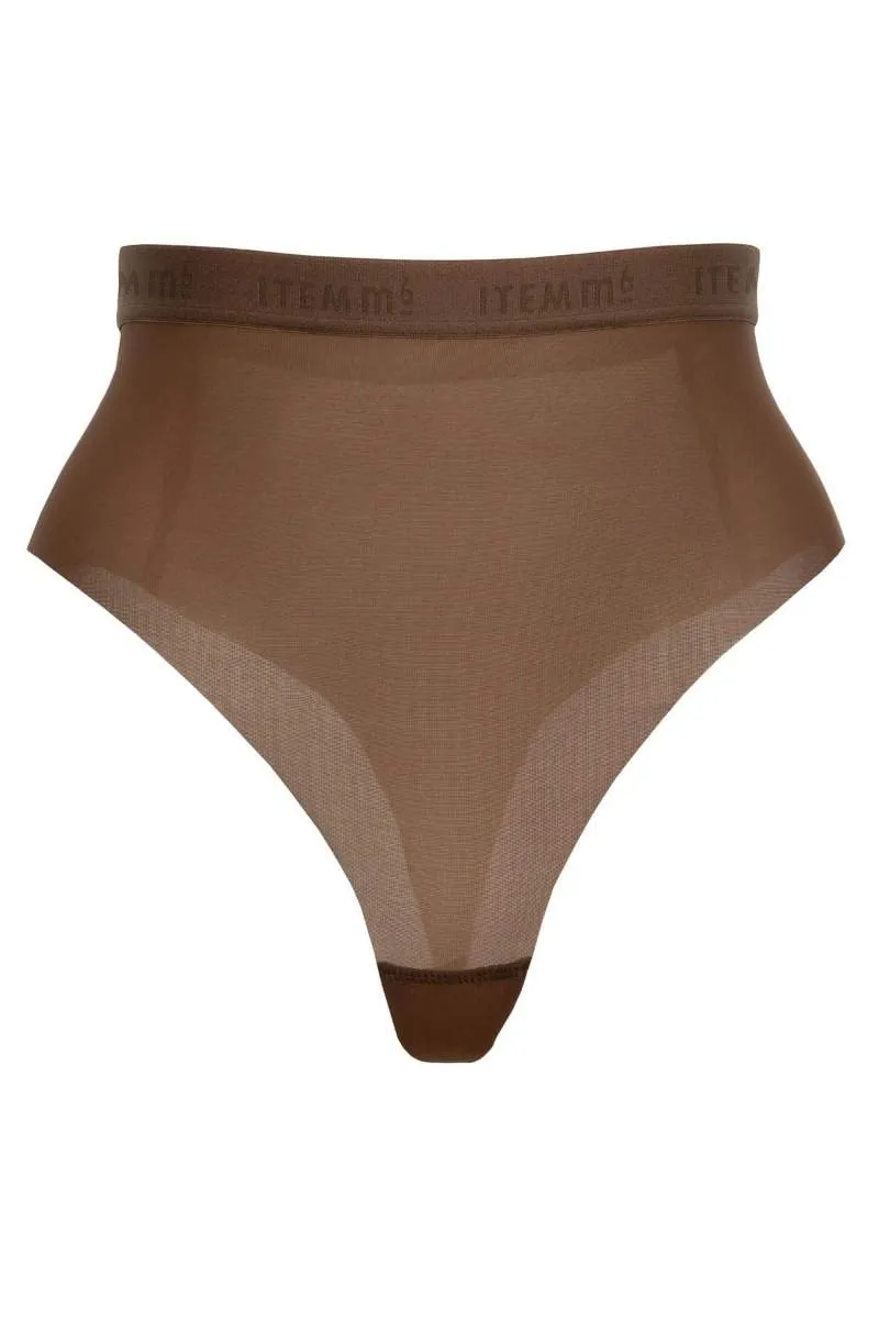 Supportive All Mesh Brazilian Briefs Nude Olive