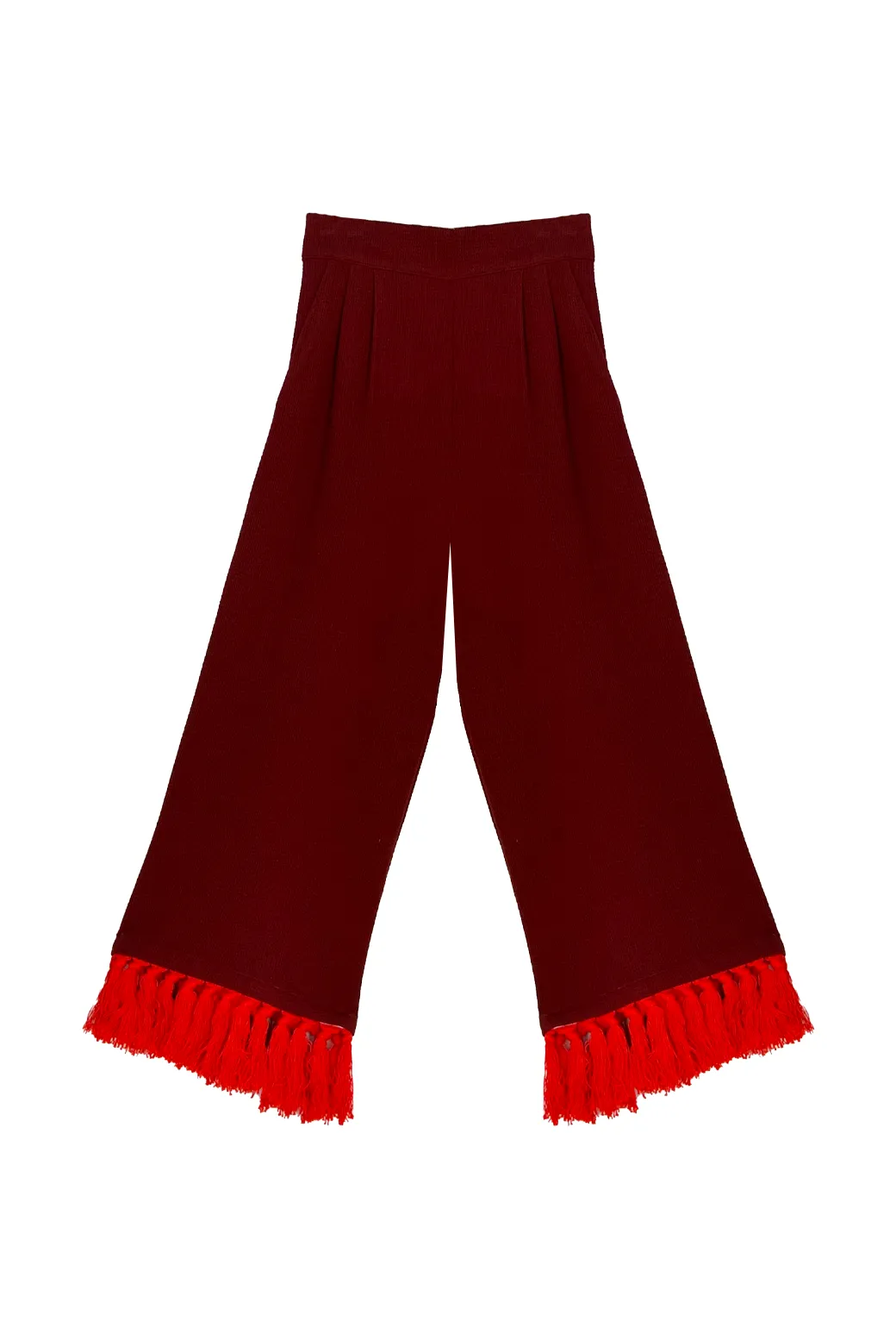 Tasseled Lounge Pants  - Maroon & Orange