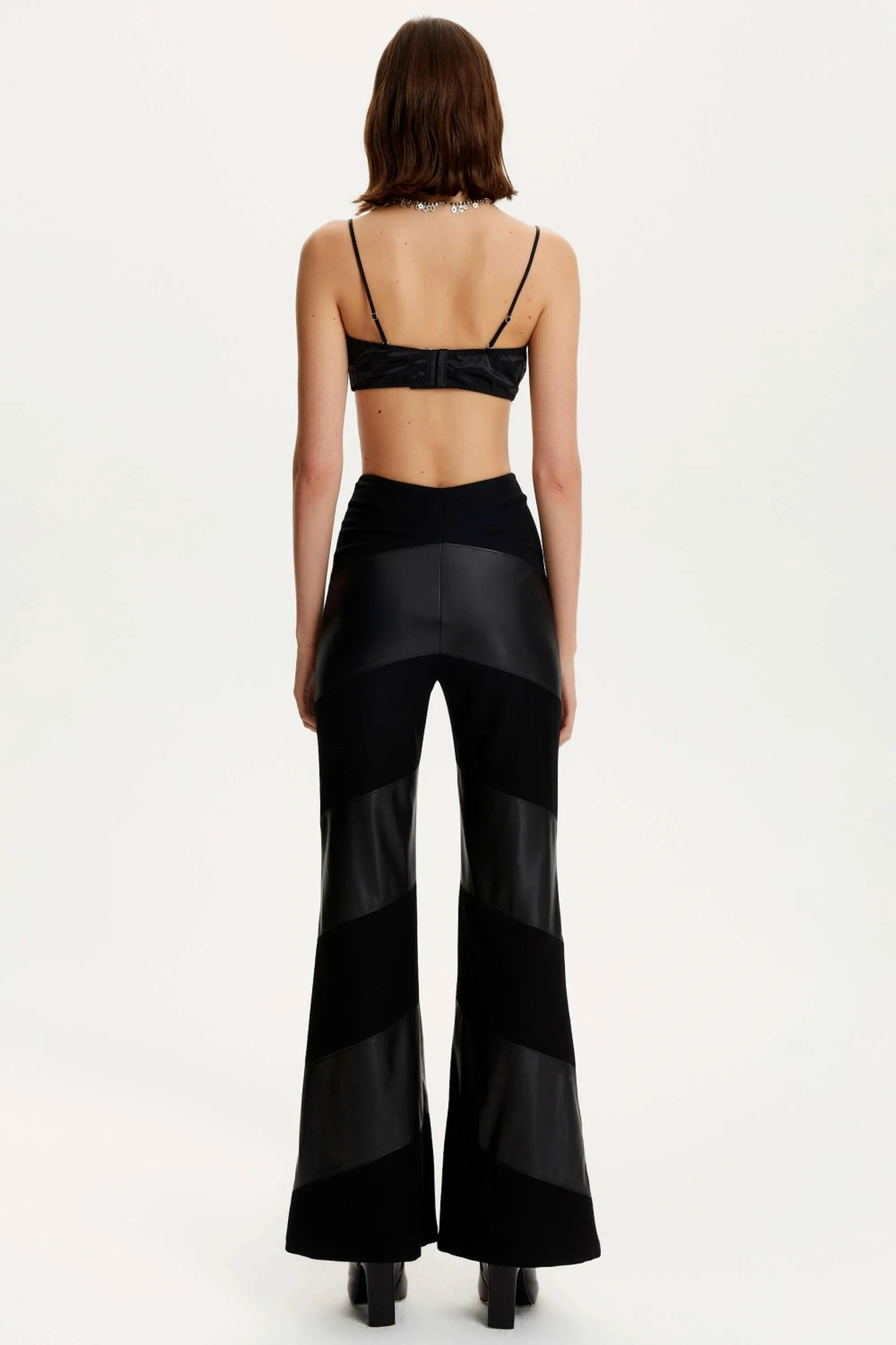 Two Toned High-Waisted Flare Pants